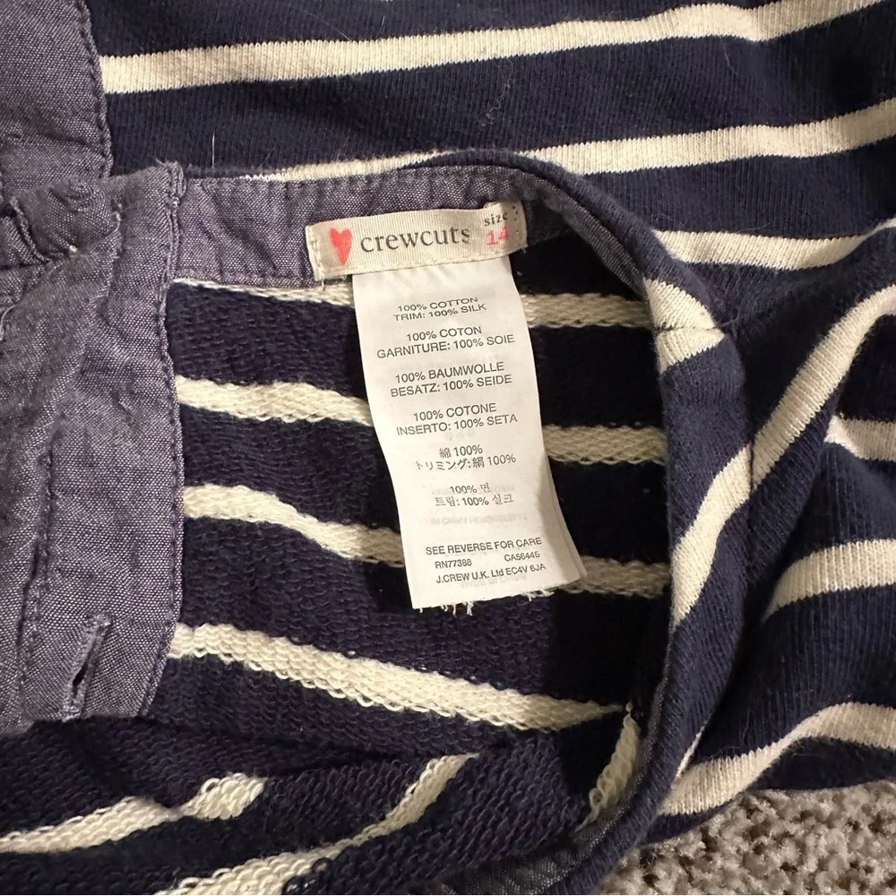 CREWCUTS J Crew 14 L Girls Navy Blue White Striped Top White Ruffle Bottom R $69